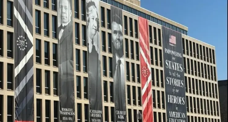 Charlie Kirk’s Banner at U.S. Education Department Sparks Debate