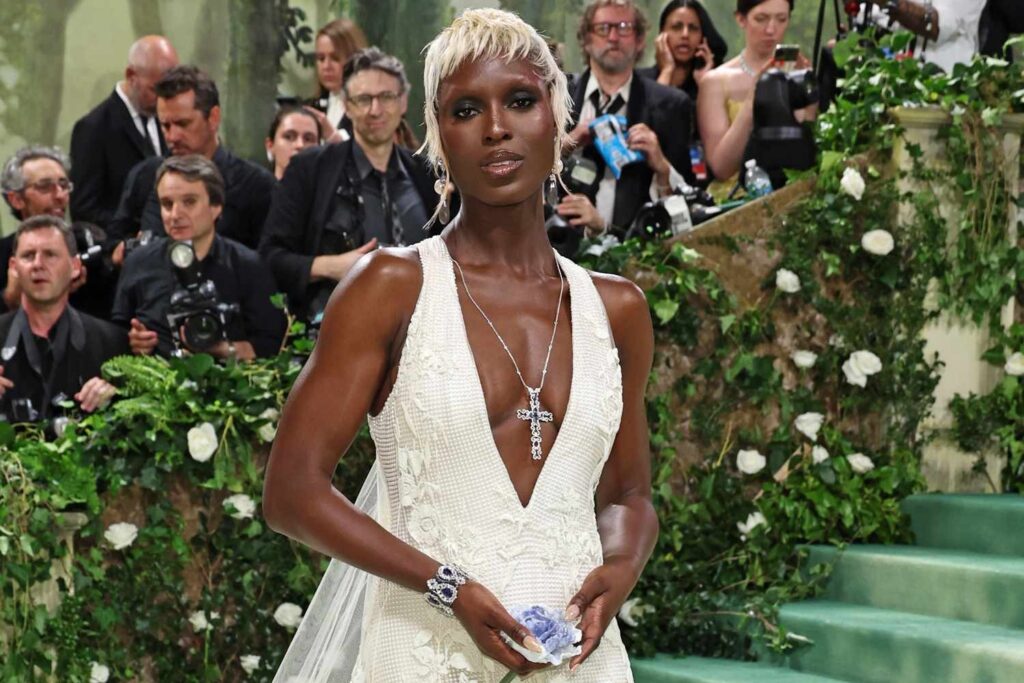 Jodie Turner-Smith Stuns in All-White Burberry at 2024 Met Gala, Embraces 'Garden of Time' Theme